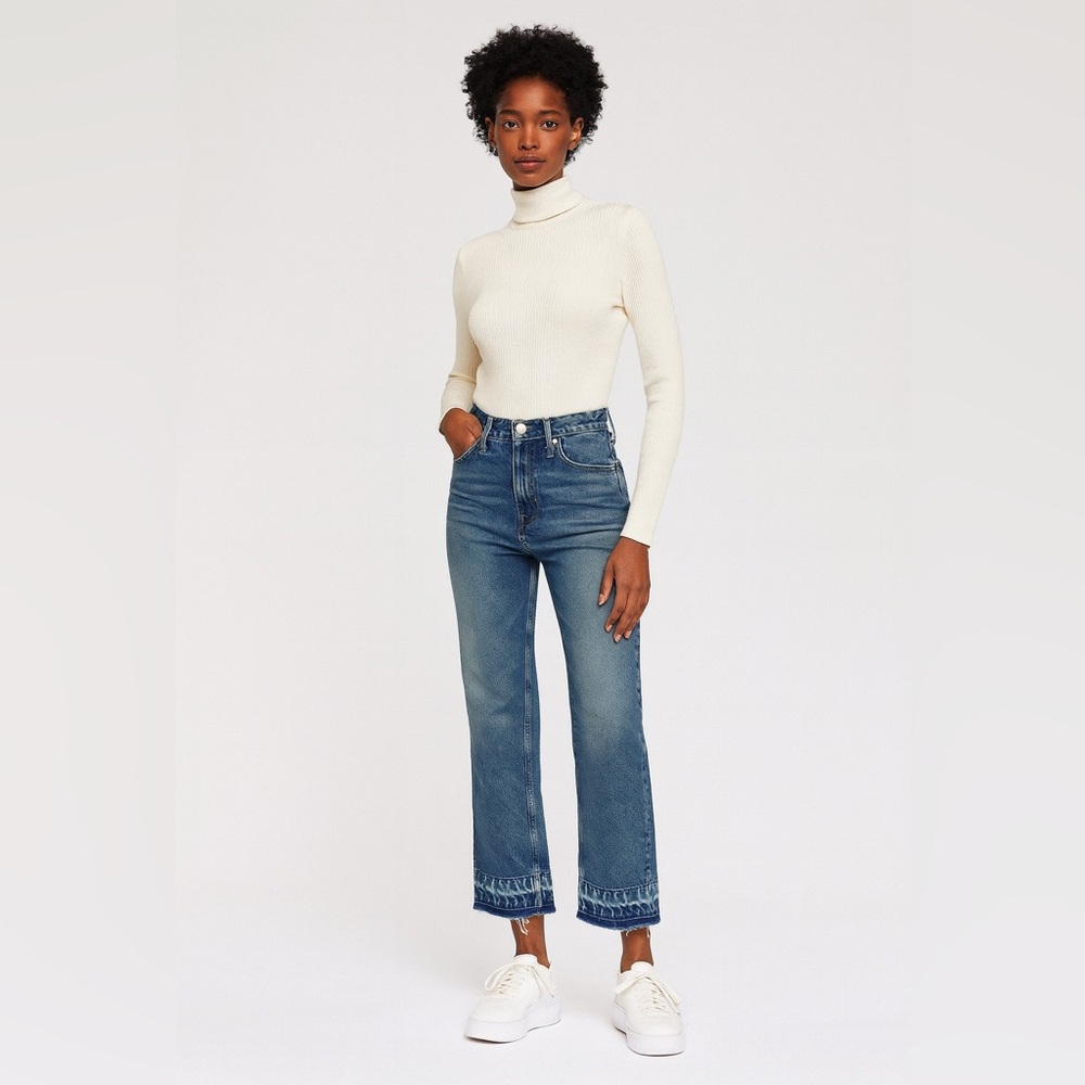 🔥 Hudson Remi Moo Raw Hem High Rise Straight Ankle Jean. Women’s Size 25